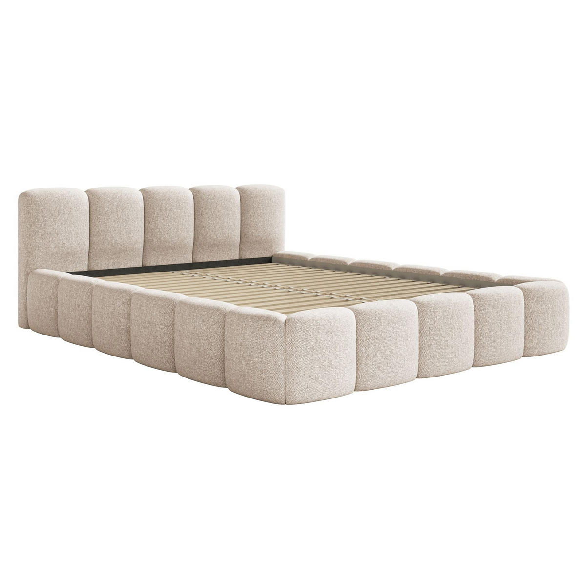 POLSTERBETT Cloudy Low Hellbeige Chenillebezug 200x200 - Ecru, Textil (200/200cm) - Selsey