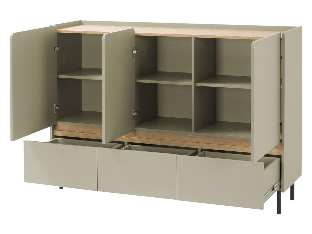 SIDEBOARD Luca LC07 - Sandfarben/Schwarz, Holzwerkstoff/Metall (150/105/40cm) - MIRJAN24