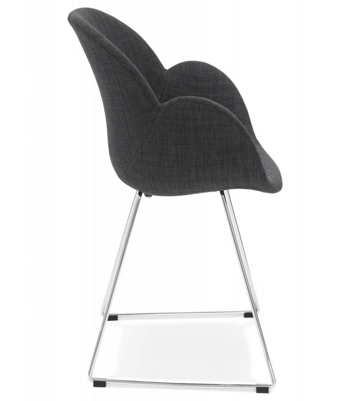 DESIGNERSTUHL JUMBO Stoffschale mit Armlehnen und Kufengestell Chrom, Anthrazit 59x58x87 cm - Chromfarben/Anthrazit, Textil/Metall (59/87/58cm) - KADIMA DESIGN