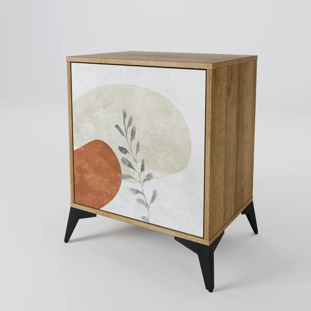 SIDEBOARD TRANQUIL TWIG, Eichefarben, 57,5x42x77,5 cm, Schräge Buchenholzfüße - Eichefarben/Buchefarben, Holzwerkstoff/Buchenholz (57.5/77.5/42cm) - SpaceRebels