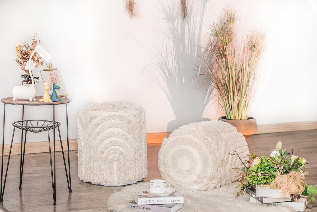 POUF Stoff Beige - Beige, Textil (40/43/40cm) - Nordlys