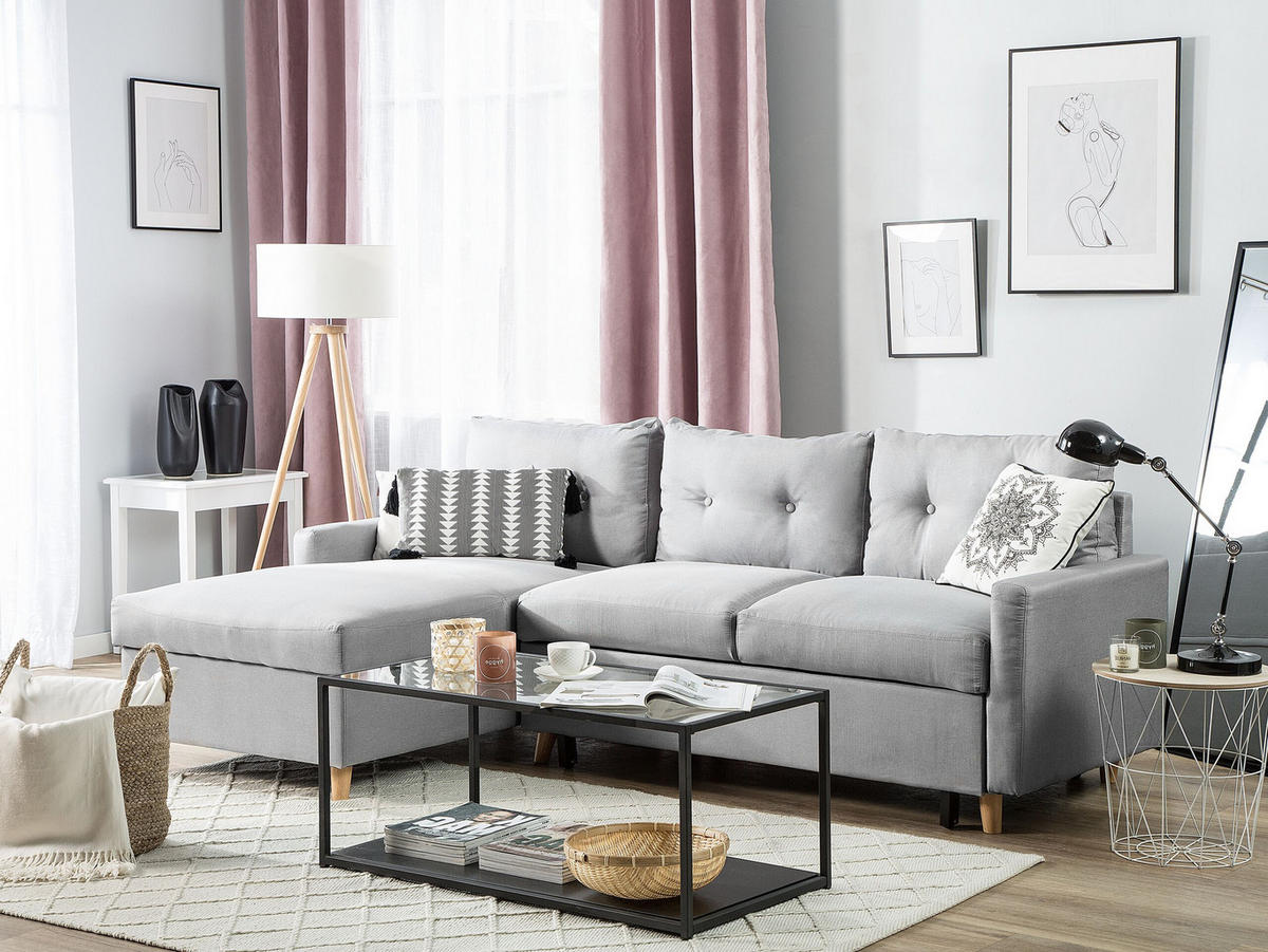 ECKSOFA Polsterbezug Hellgrau linksseitig Flakk - Hellgrau, Textil (232/147cm) - Beliani