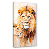 LEINWANDBILD Löwenpaar Tiere Natur 60x120cm - Beige, Textil (60/120cm) - Feeby