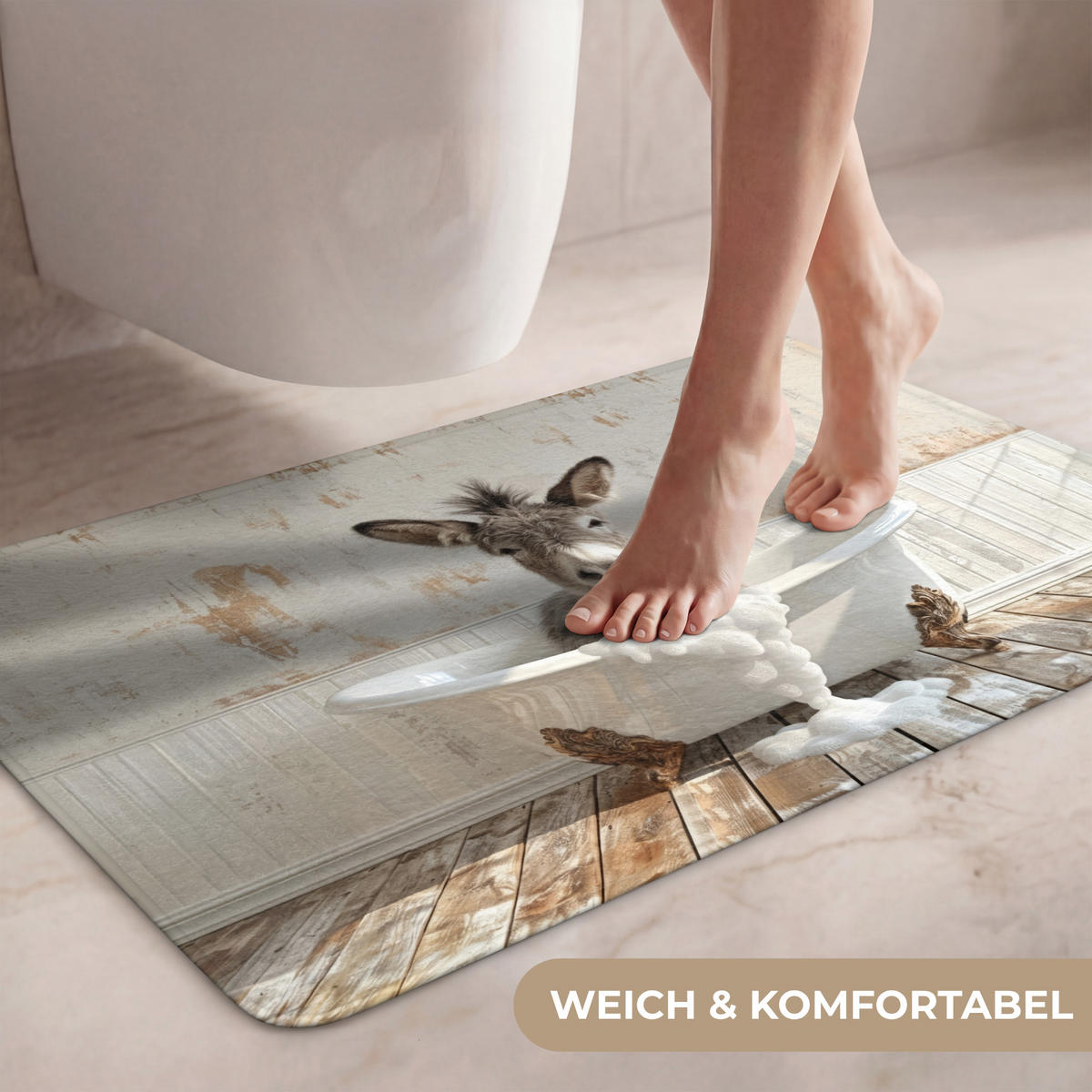 WC PŘEDLOŽKA Osel - Zvířata - Vana - Pěna 80x50 cm - krémová, textil/plast (80/1cm) - OnlyWow