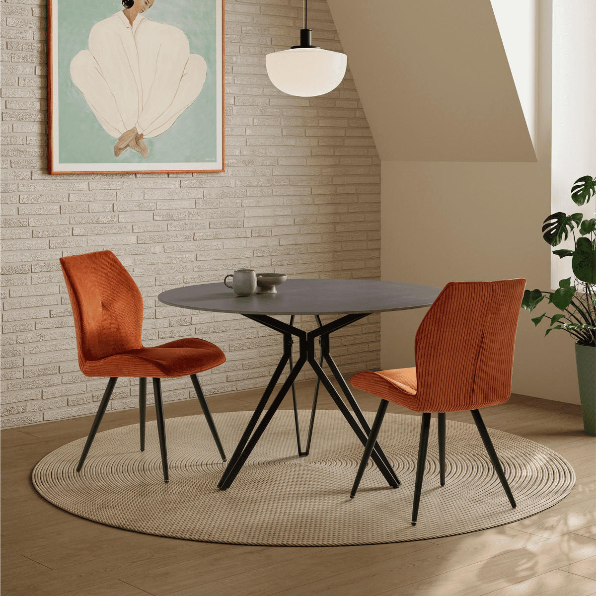 ESSZIMMERSTUHL Adaya Rot 46/62/49 cm 2er-Set - Rot, Textil (62/49/46cm) - Calicosy