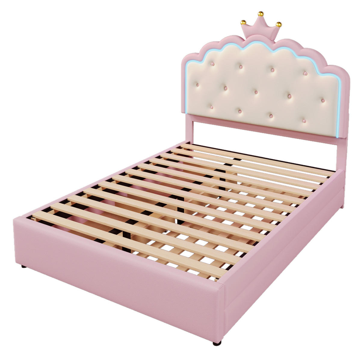 POLSTERBETT mit Ausziehbett und 2 Schubladen 140x200 cm PU Pink - Pink, Holz (140/200cm) - Meubliv
