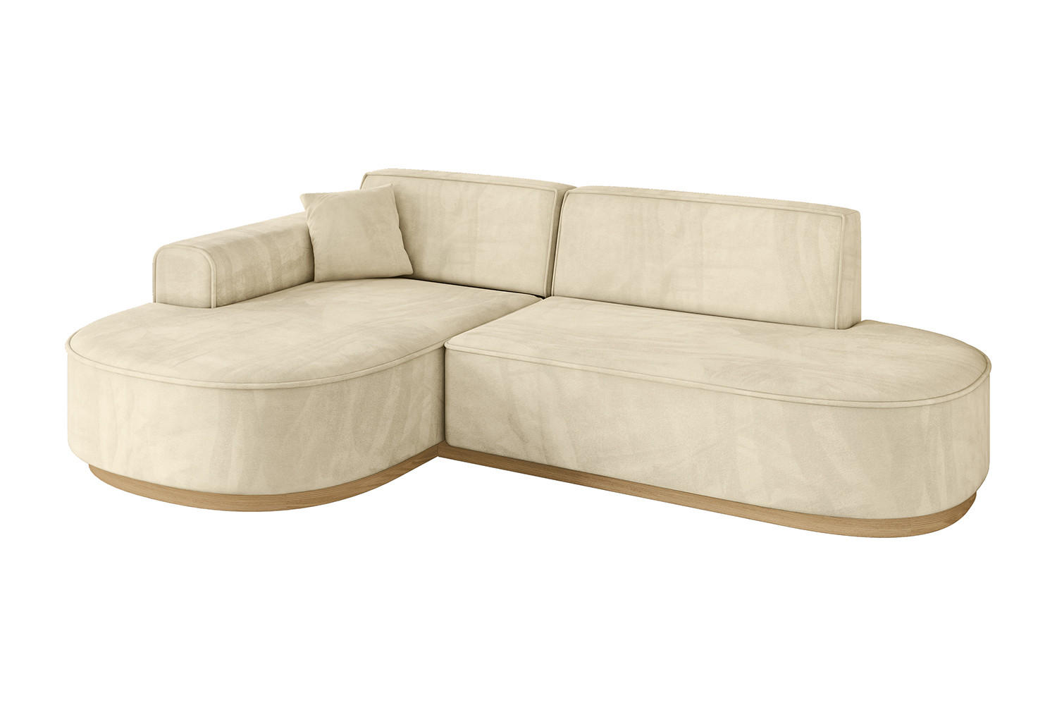ECKSOFA Ottomane Links MARI-L1-v2 - 243x171x83 cm Beige Velours - Beige, Holzwerkstoff/Textil (243/171cm) - ALTDECOR