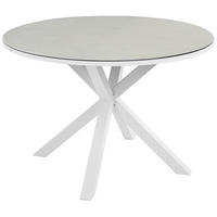 GARTENTISCH Weiß Maletto - Beige/Weiß, Keramik (120/120/75cm) - Beliani