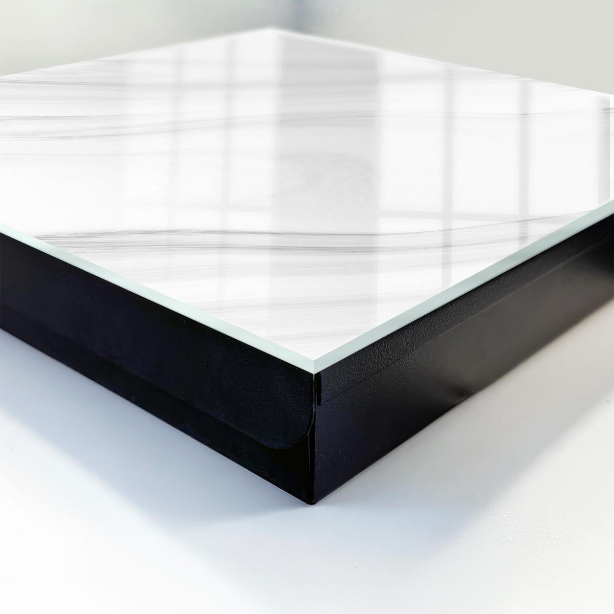 SCHLÜSSELBOX Schwarz 30x30 cm- Türöffnung nach rechts - Wellen der Eleganz - Weiß, Metall (30/30/5cm) - TULUP
