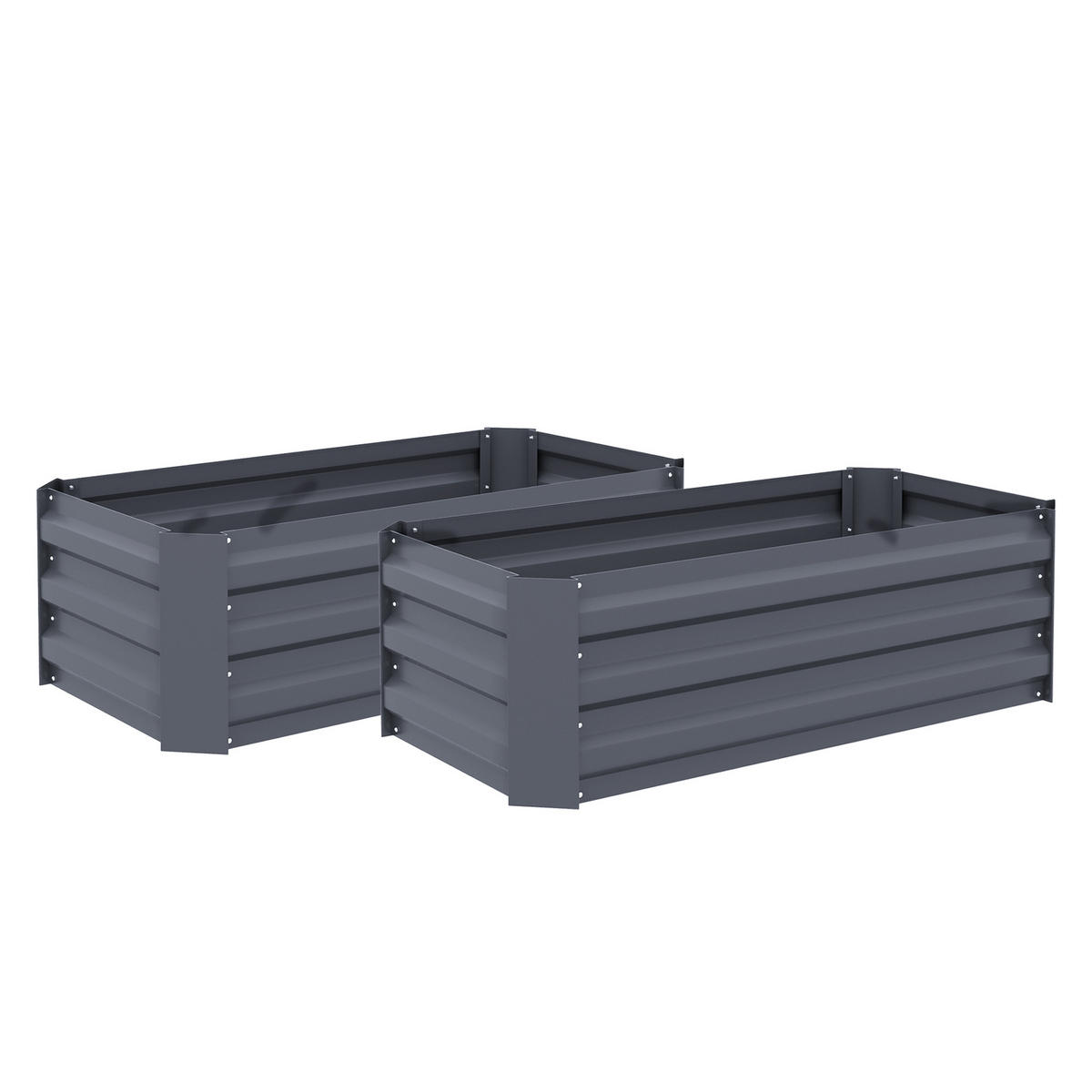 HOCHBEET-SET DE-12142 2er-Set 100/50/30 cm Grau - Grau, Metall (100/30/50cm) - ComfortXL