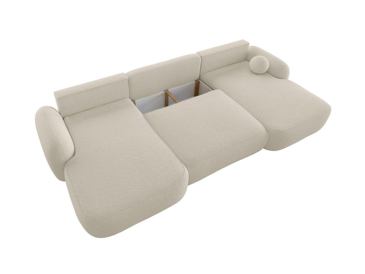 WOHNLANDSCHAFT MOLLY U TERRA FROTTE 01 mit Schlaffunktion - Beige, Textil (366/94/175cm) - Bedante