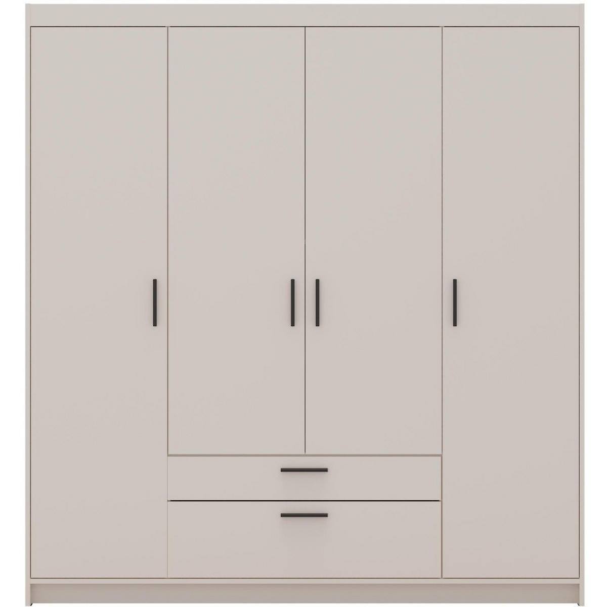 DREHTÜRENSCHRANK Elena mit 4 Türen und 2 Schubladen, ohne Spiegel Sandbeige - Sandfarben, Holzwerkstoff (176/190/53cm) - Beautysofa