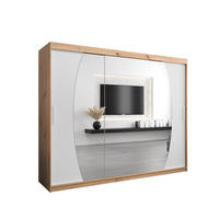SCHWEBETÜRENSCHRANK 200/250/62 3-türig - Silberfarben/Weiß, Holz/Kunststoff (250/200/62cm) - Abiks Möbel