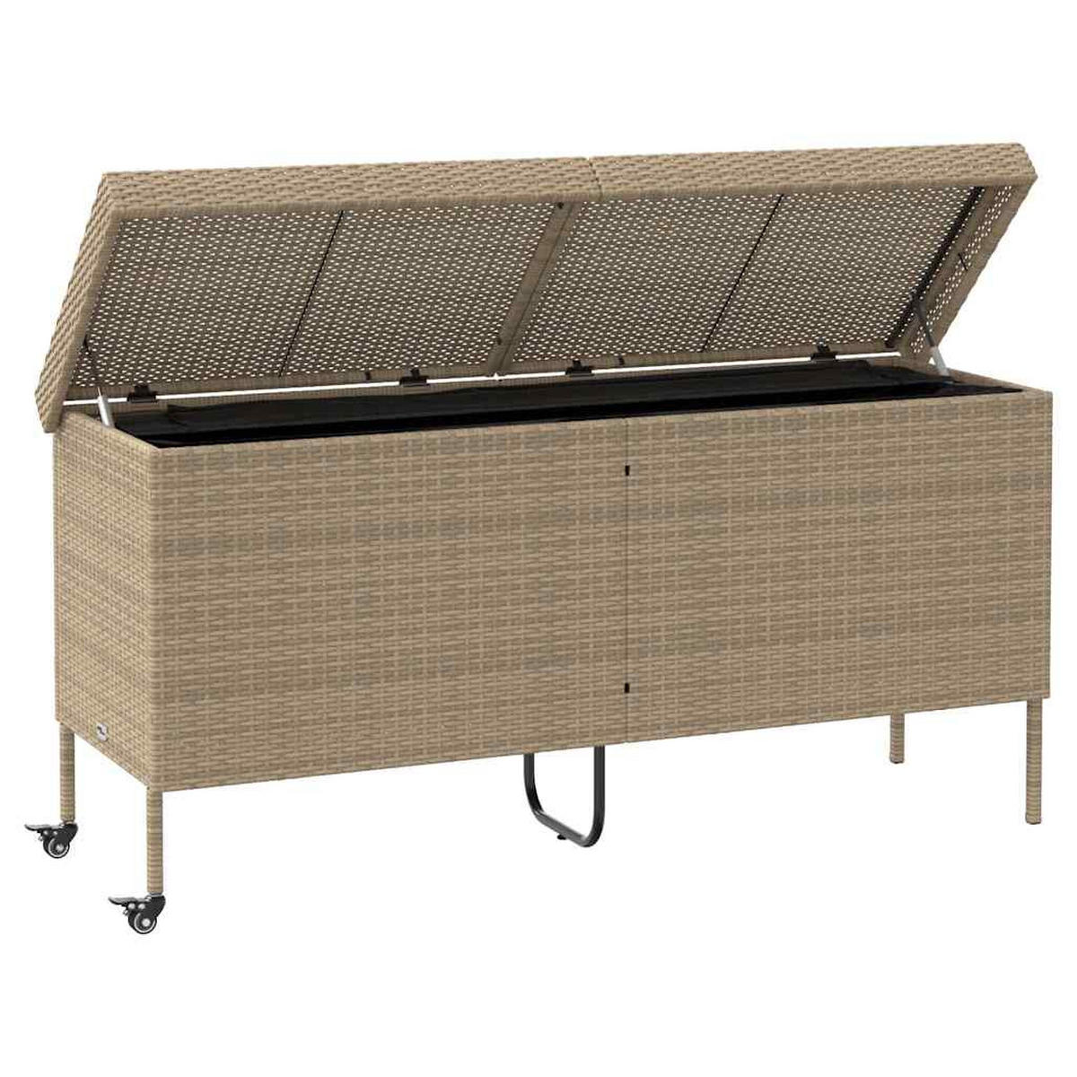 GARTENTRUHE Mit Rollen Beige 160/55/75 Cm Poly Rattan - Beige, Kunststoff (160/75/55cm) - vidaXL