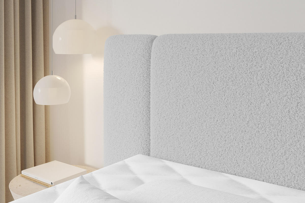 BOXSPRINGBETT mit Matratze H3/H4 - EVON KING - 140x200 cm Hellgrau - Hellgrau, Holzwerkstoff (140/200cm) - ALTDECOR