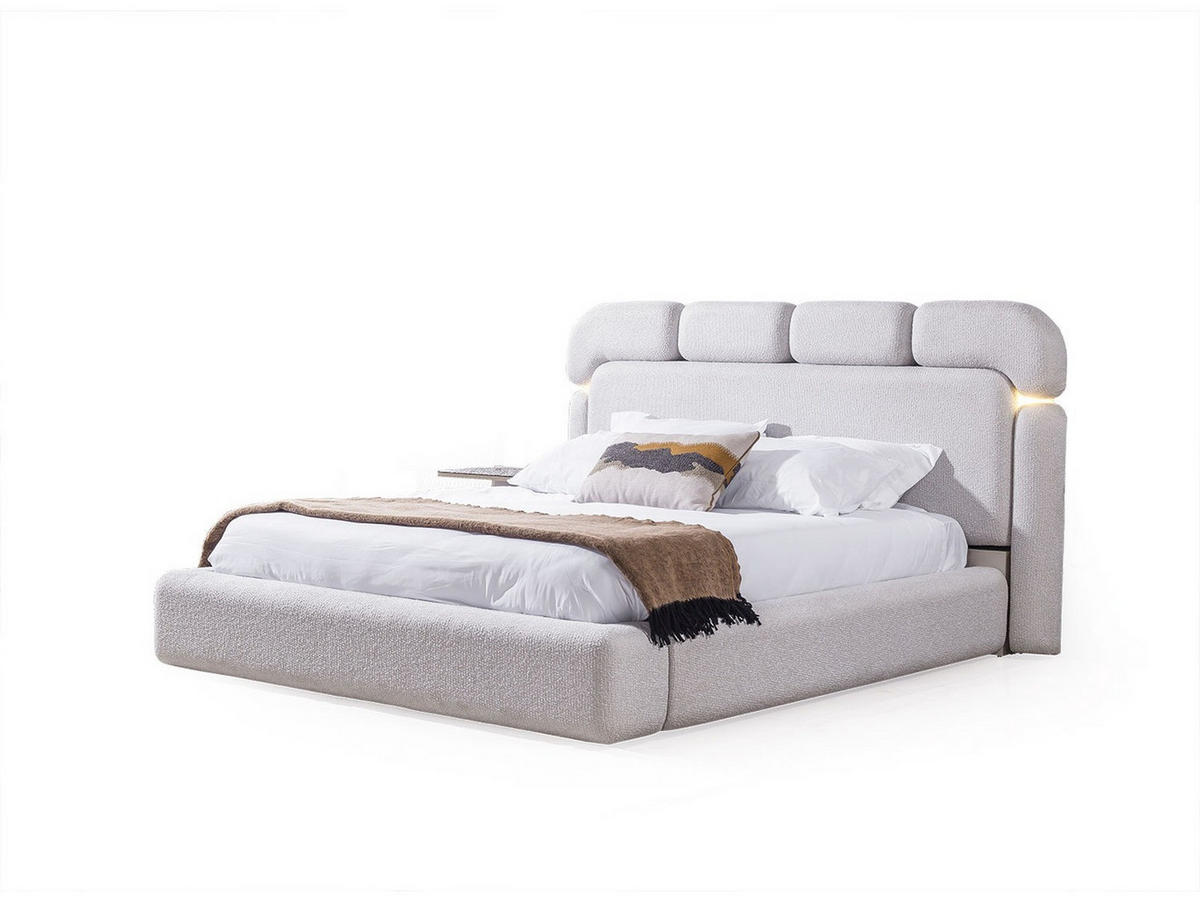 BETTANLAGE Avva Typ-2 Bett mit Kopfteil, 2 Nachttische und Kommode - Weiß, Holzwerkstoff (160/200cm)