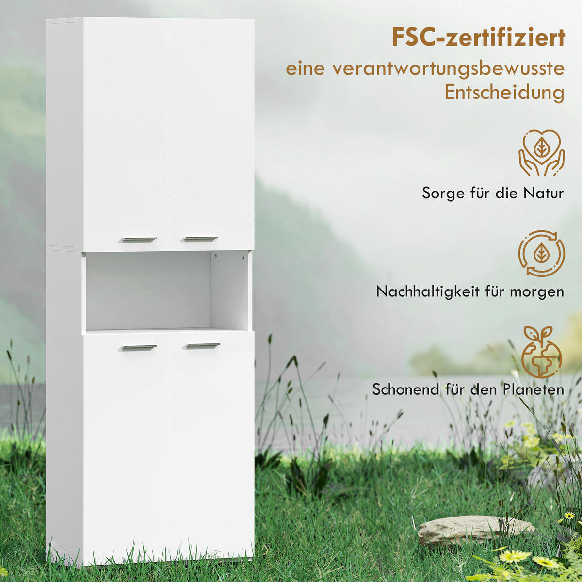 HOCHSCHRANK DE-08529 mit ausklappbarem Wäschekorb Weiß - Weiß, Holzwerkstoff (60/174/30cm) - ComfortXL