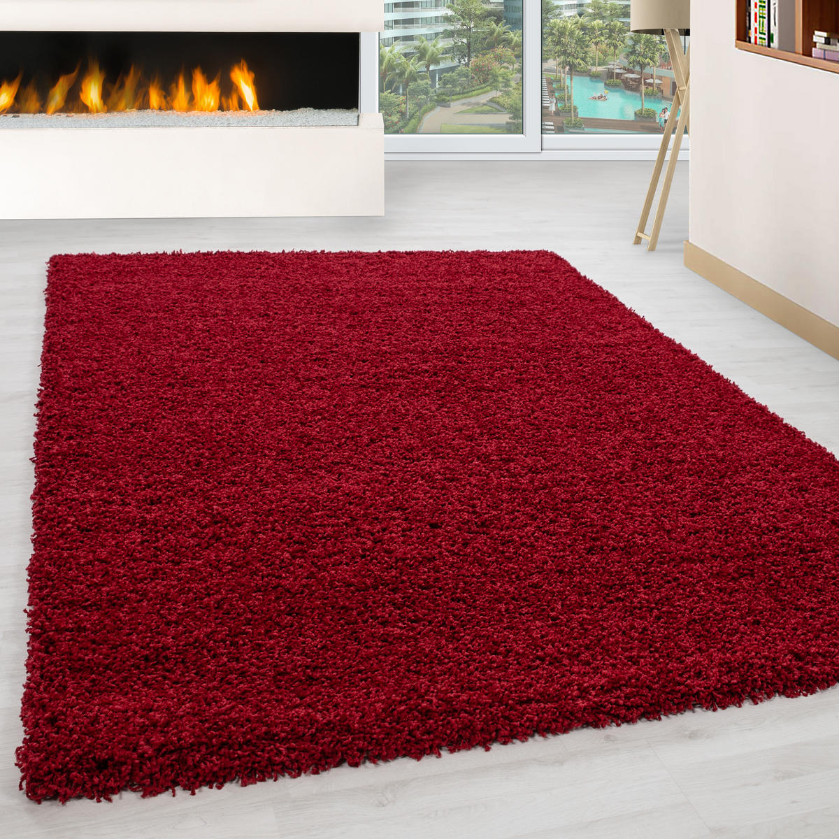 TEPPICH Hochflor Unifarben Polypropylen Wohnzimmer Shaggy Rot Rechteckig 200x290 - Rot, Textil (200/290cm) - KADIMA DESIGN