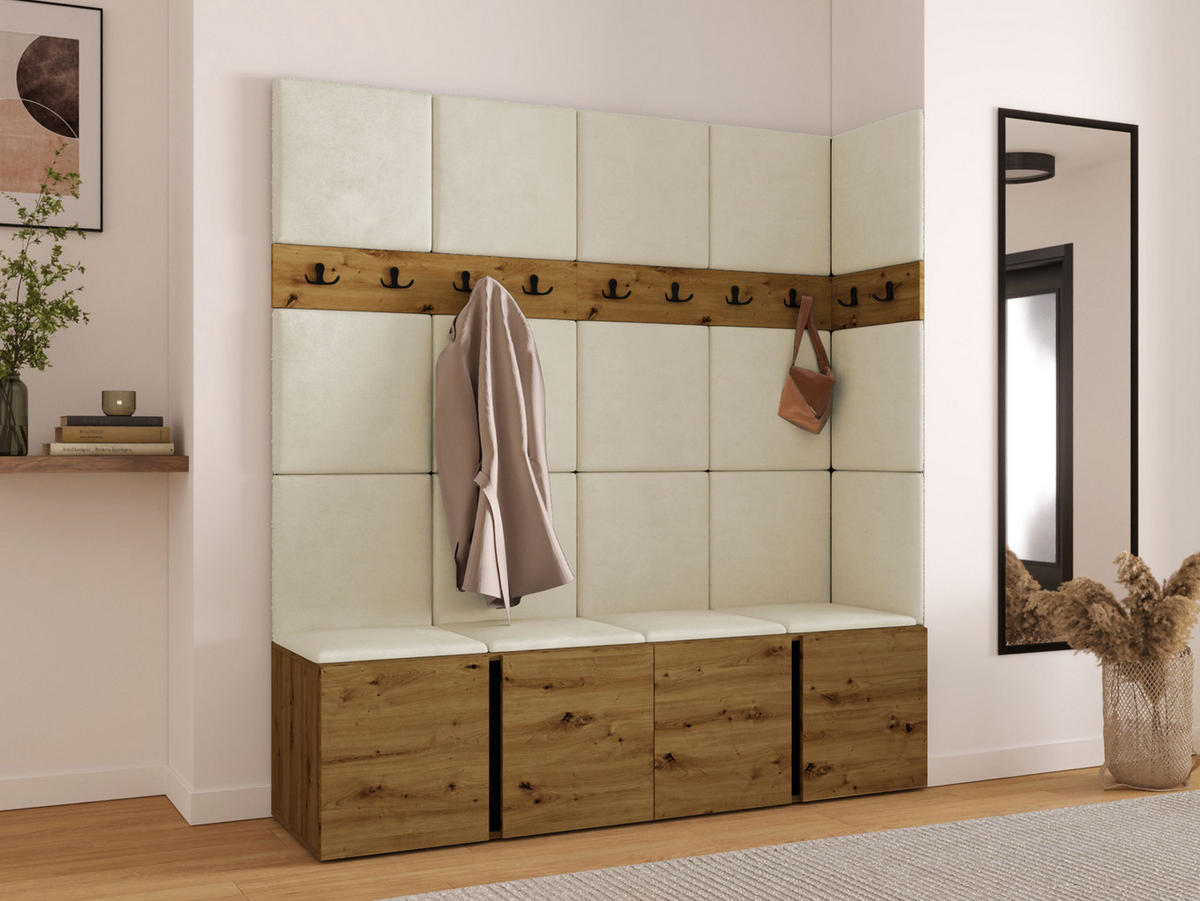 GARDEROBEN-SET Orion II - Beige/Eiche Artisan, Holzwerkstoff/Kunststoff (168/186/46cm) - MIRJAN24