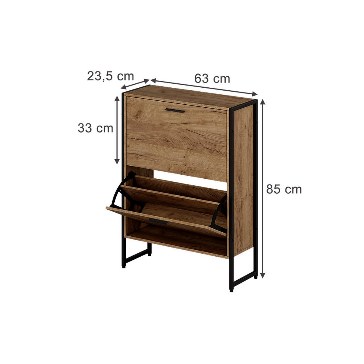 BOTNÍK NA BOTY Folda Dub Goldkraft/černá - černá/barva dubu, kompozitní dřevo (63/83/23.5cm) - Vicco