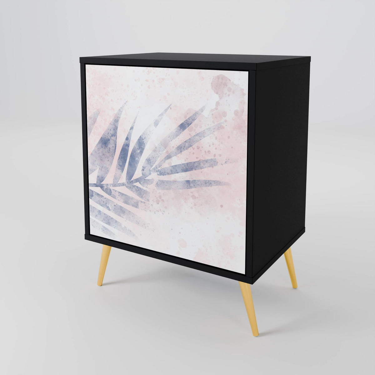 SIDEBOARD TIMELESS FLOAT, Schwarz, 57,5x42x72,5 cm, Schwarze Metallfüße - Multicolor/Schwarz, Holzwerkstoff/Metall (57.5/72.5/42cm) - SpaceRebels