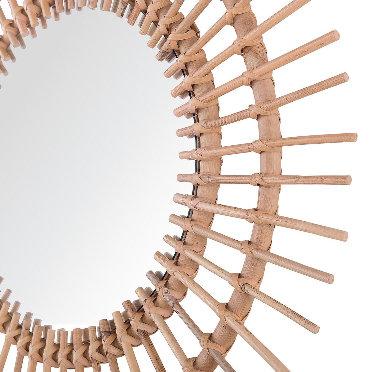 WANDSPIEGEL Rattan natürlich Sonnenform 76 cm Stenen - Beige/Naturfarben, Naturmaterialien (76/76/3cm) - Beliani