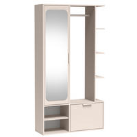 GARDEROBENSCHRANK Nemrut Beige 100/189/33 cm – Modern, mit Spiegel und viel Stauraum - Beige, Holzwerkstoff/Kunststoff (100/189.4/33cm) - AX Living