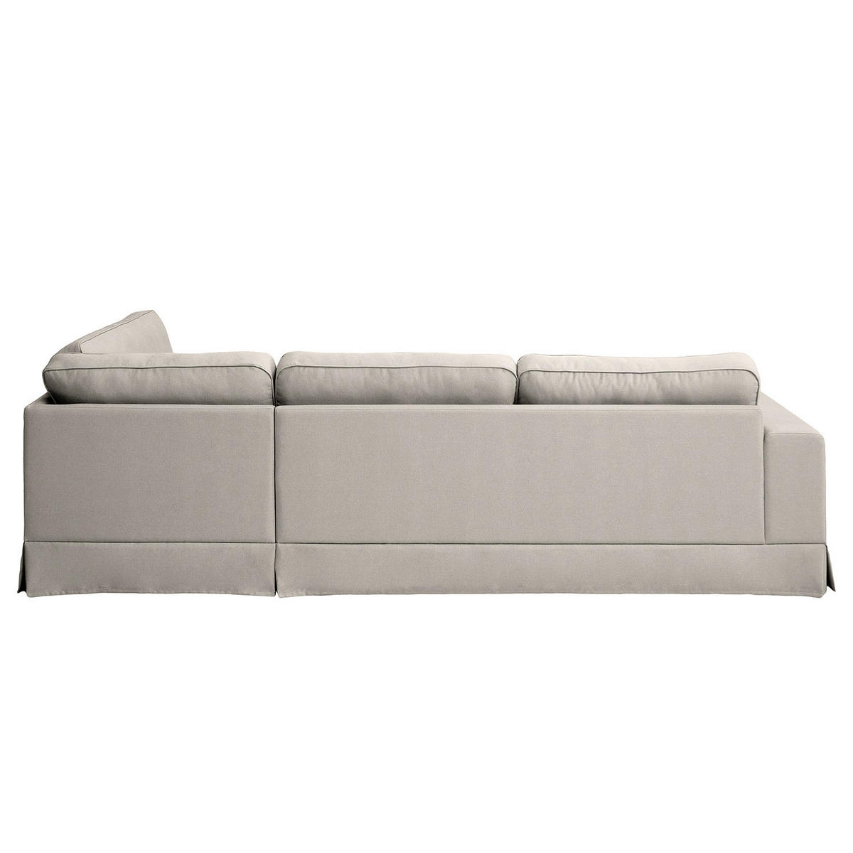 ECKSOFA mit Husse - Ottomane, Webstoff - Hellgrau/Schwarz, Kunststoff/Textil (297/210cm) - home24