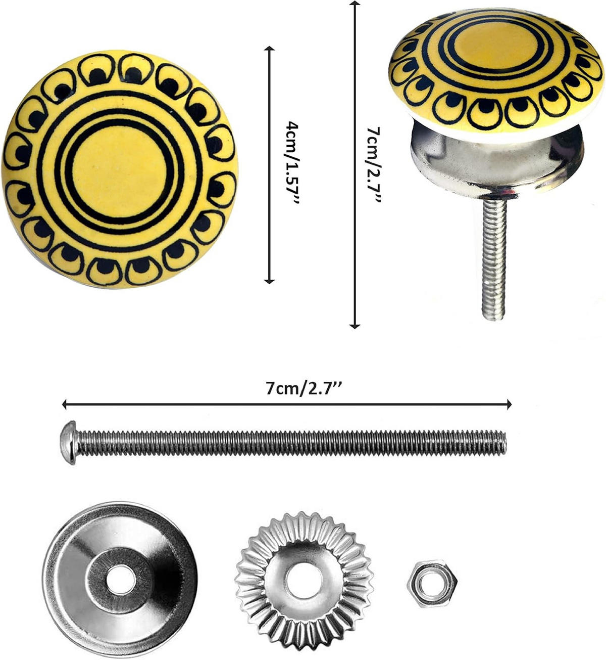 KERAMIKKNÖPFEN Set mit 20 senfgelben Keramikknöpfen40 mm - Beige, Keramik (4/4/6.9cm) - Nacnic