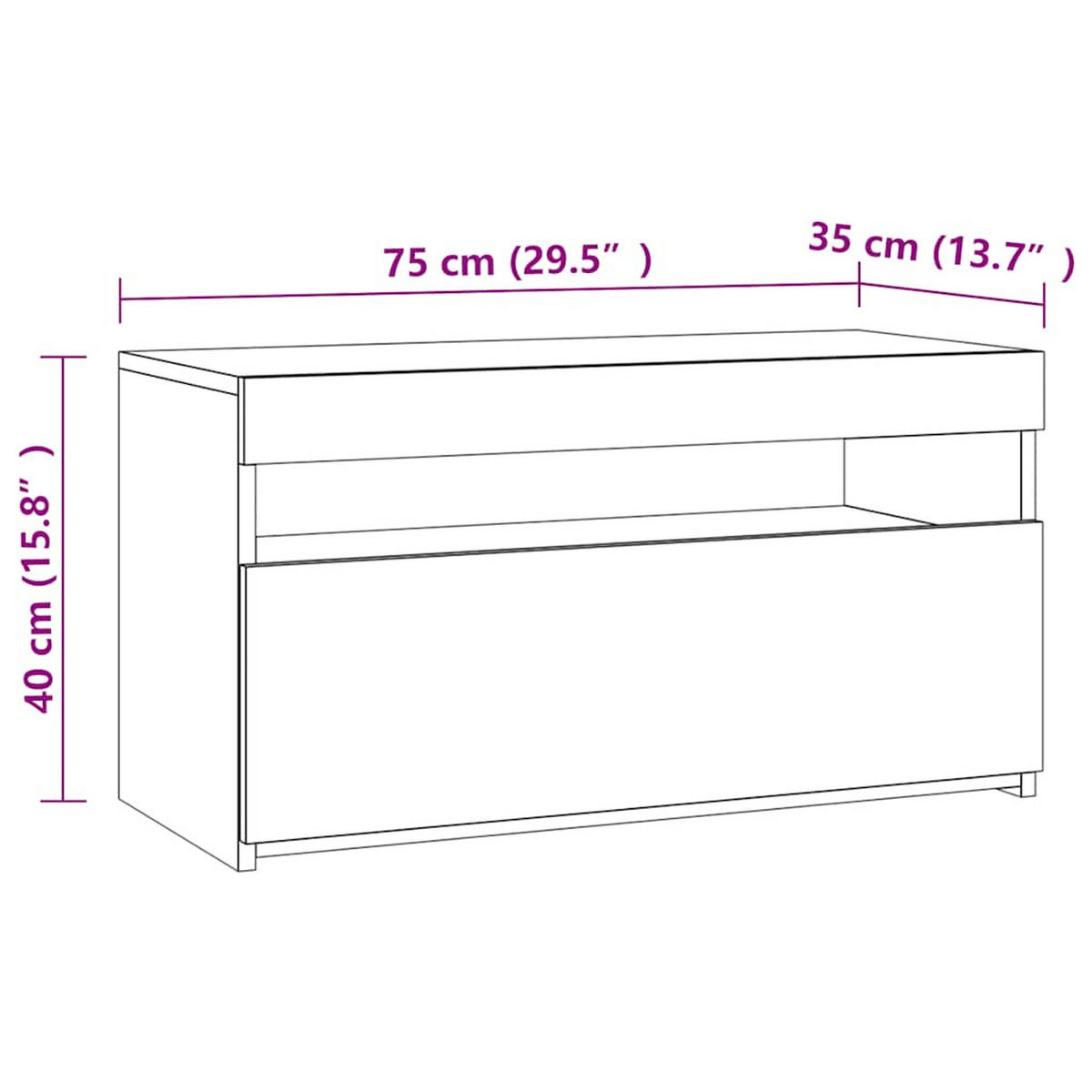 TV-SCHRANK Mit Led-Leuchten Weiss 75/35/40 Cm - Weiß, Holzwerkstoff (36.5/40/140cm) - vidaXL