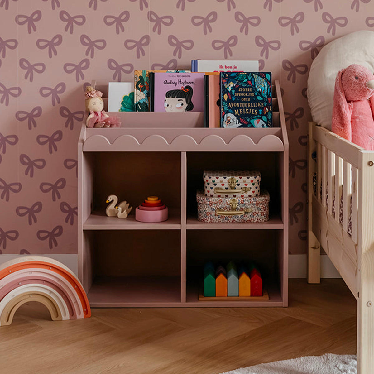 REGÁL NA KNIHY Book Nook Rose - pink, kompozitné drevo (71/76/33cm) - Petits-meubles