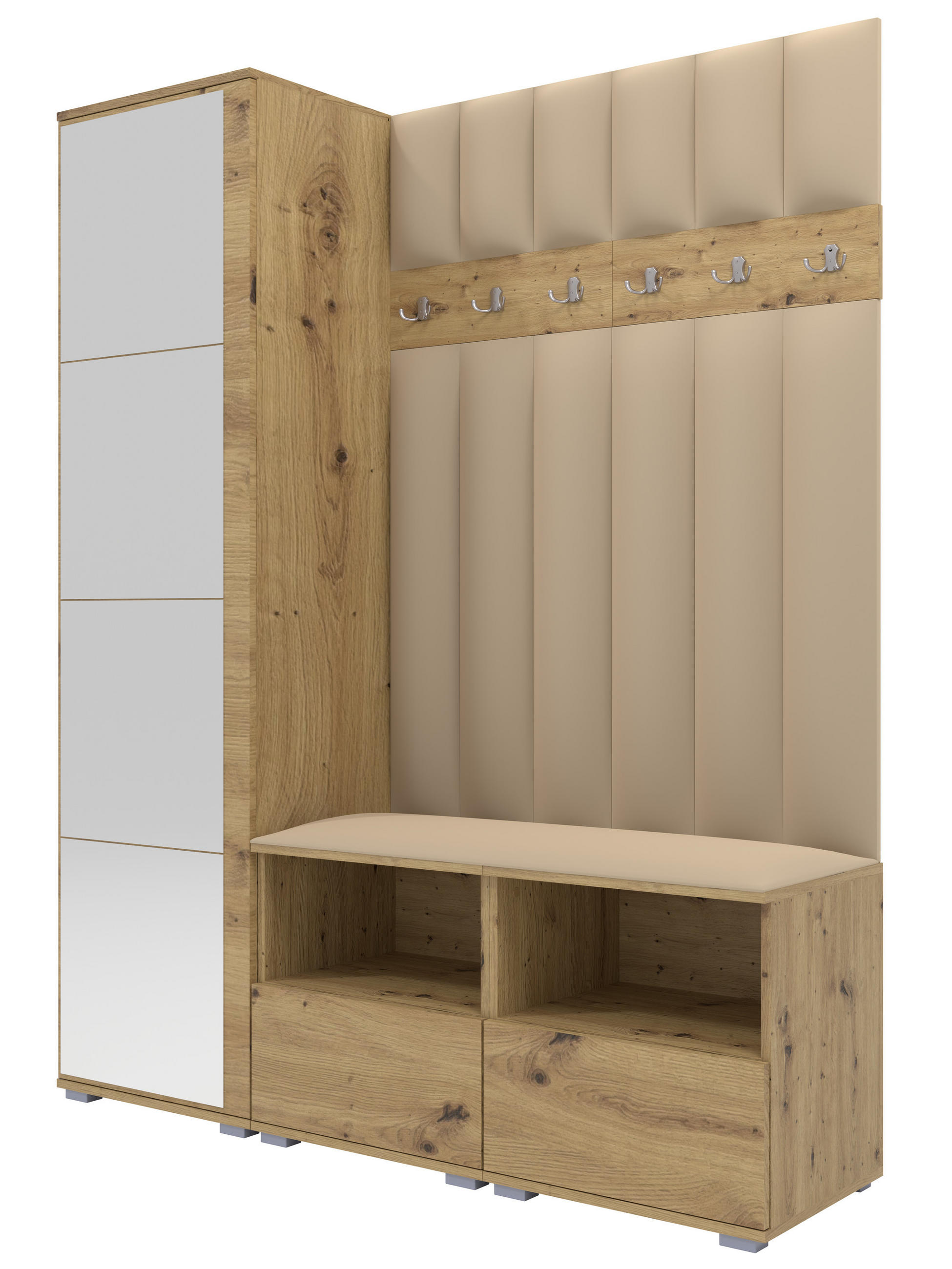 Ravio Gepolstert Eiche Artisan, Beige 150x187x40 cm