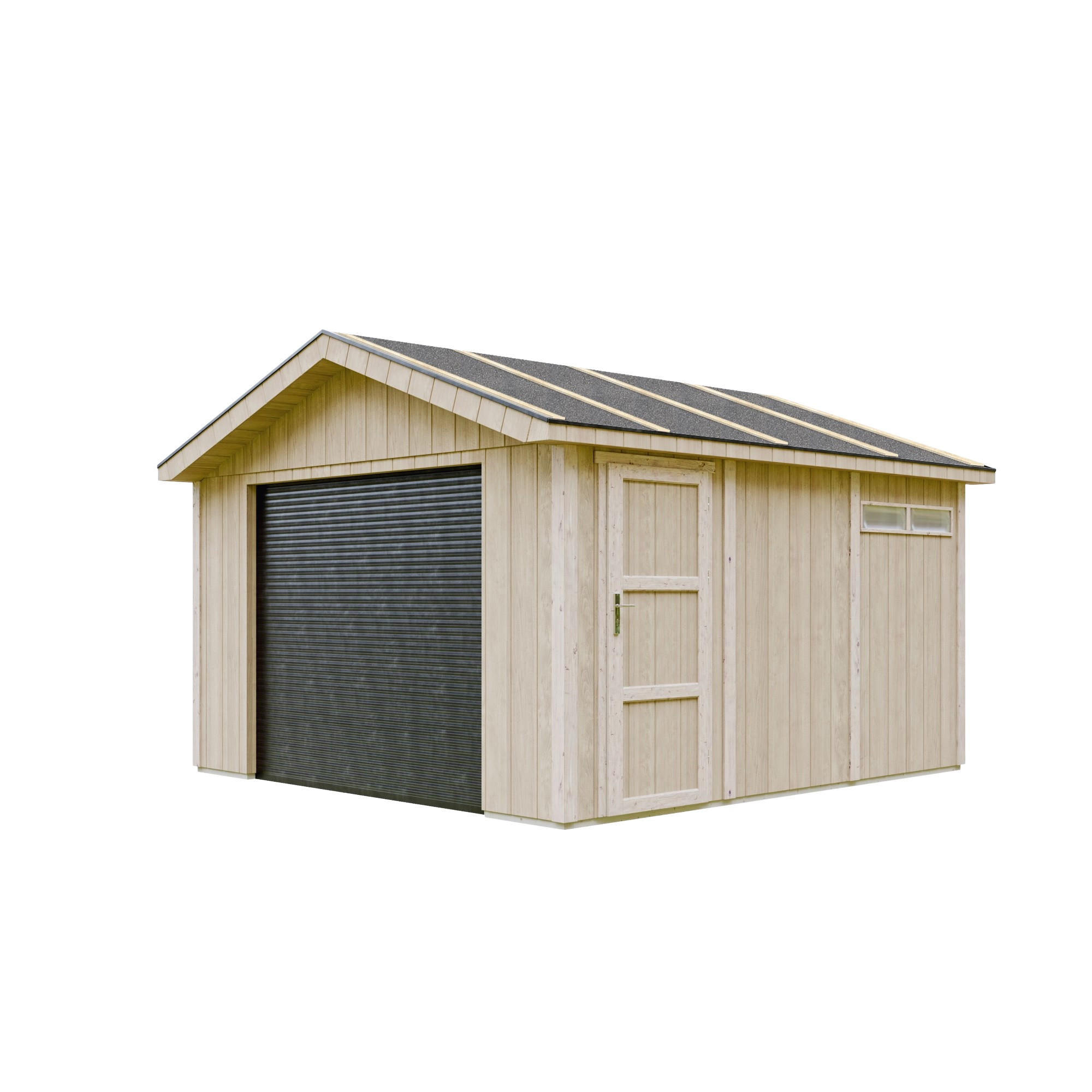 GARAGE 13 m²- L378xB412 cm - Konstruktion aus LP Smartside-Panels - Gartenhaus Timbela M990B - Beige, Holzwerkstoff (354/269/368cm) - Timbela