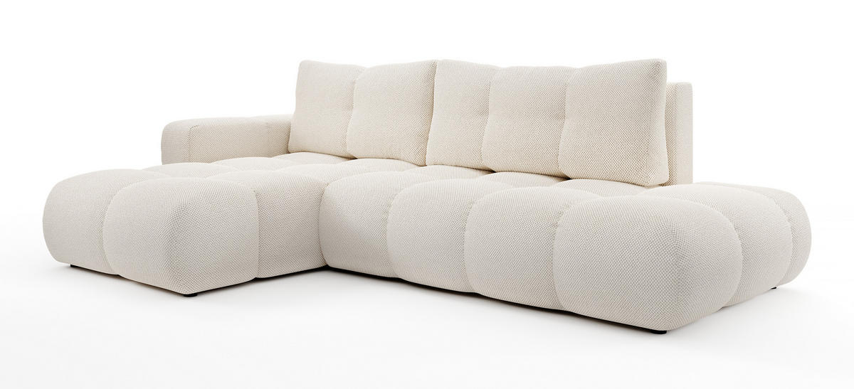 ECKSOFA L Form Hosio Beige 286/177/88 cm Links mit Schlaffunktion - Beige/Schwarz, Kunststoff/Textil (177/286cm) - AX Living