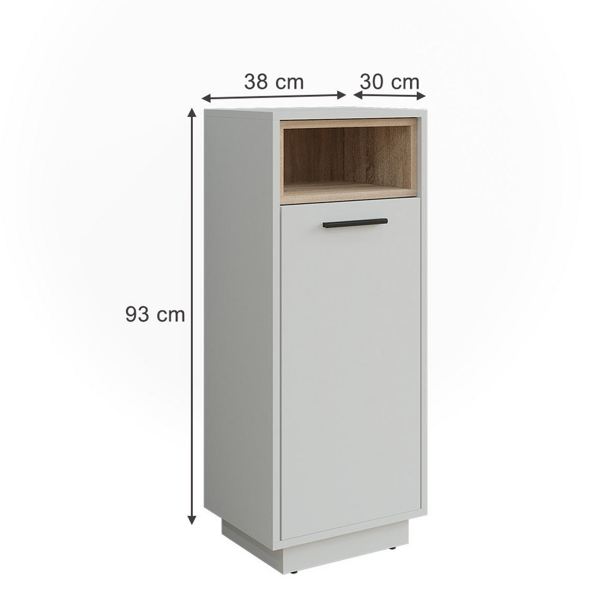WÄSCHESCHRANK Beatrice Weiß/Sonoma 38 x 93 cm mit herausnehmbarer Innentasche - Weiß/Sonoma Eiche, Holzwerkstoff (38/93/30cm) - Vicco