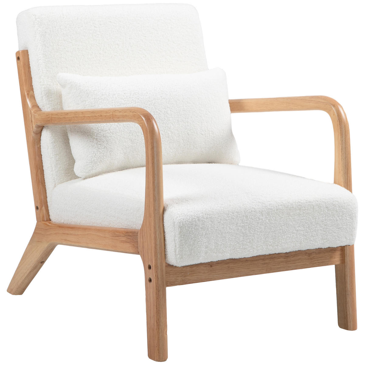 ARMLEHNSTUHL DE-13222 3 Kissen & tiefe Sitzfläche Creme - Creme, Holz (78/76/61cm) - ComfortXL