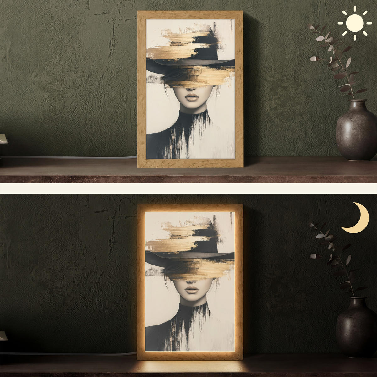 STOLNÍ LAMPA Žena - klobouk - barva 20x30 cm - hnědá, kompozitní dřevo (8/20/30cm) - OnlyWow