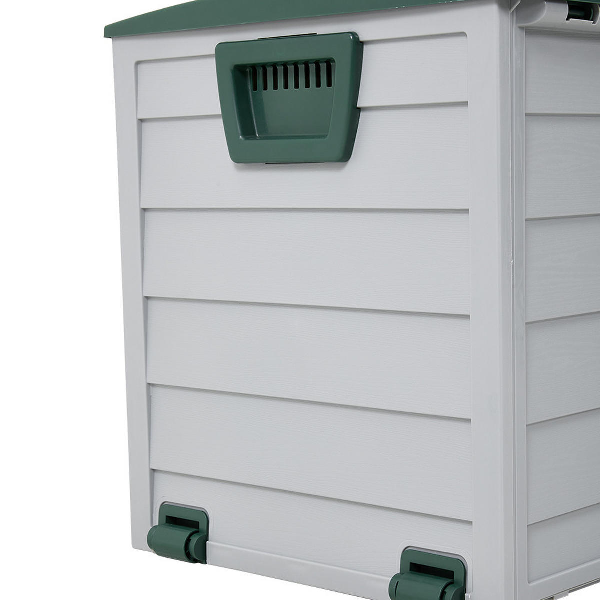 GARTENBOX 290L aus PP Kunststoff in Grün+Hellgrau mit Rollen, Modell Robuste Konstruktio 112 cm B x 49 cm T x 54 cm H - Grün, Kunststoff (112/54/49cm) - Livingandhome