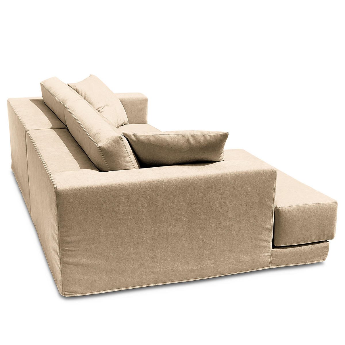 ECKSOFA mit Wechselbezug - Longchair, Webstoff - Beige/Schwarz, Kunststoff/Textil (260/155cm) - home24