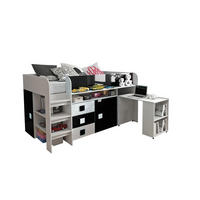 HOCHBETT Toledo weiß / schwarz Hochglanz - Griffe weiß / schwarz 106 / 204 / 125cm - Schwarz Hochglanz/Weiß, Holz/Holzwerkstoff (90/200cm) - Feldmann-Wohnen