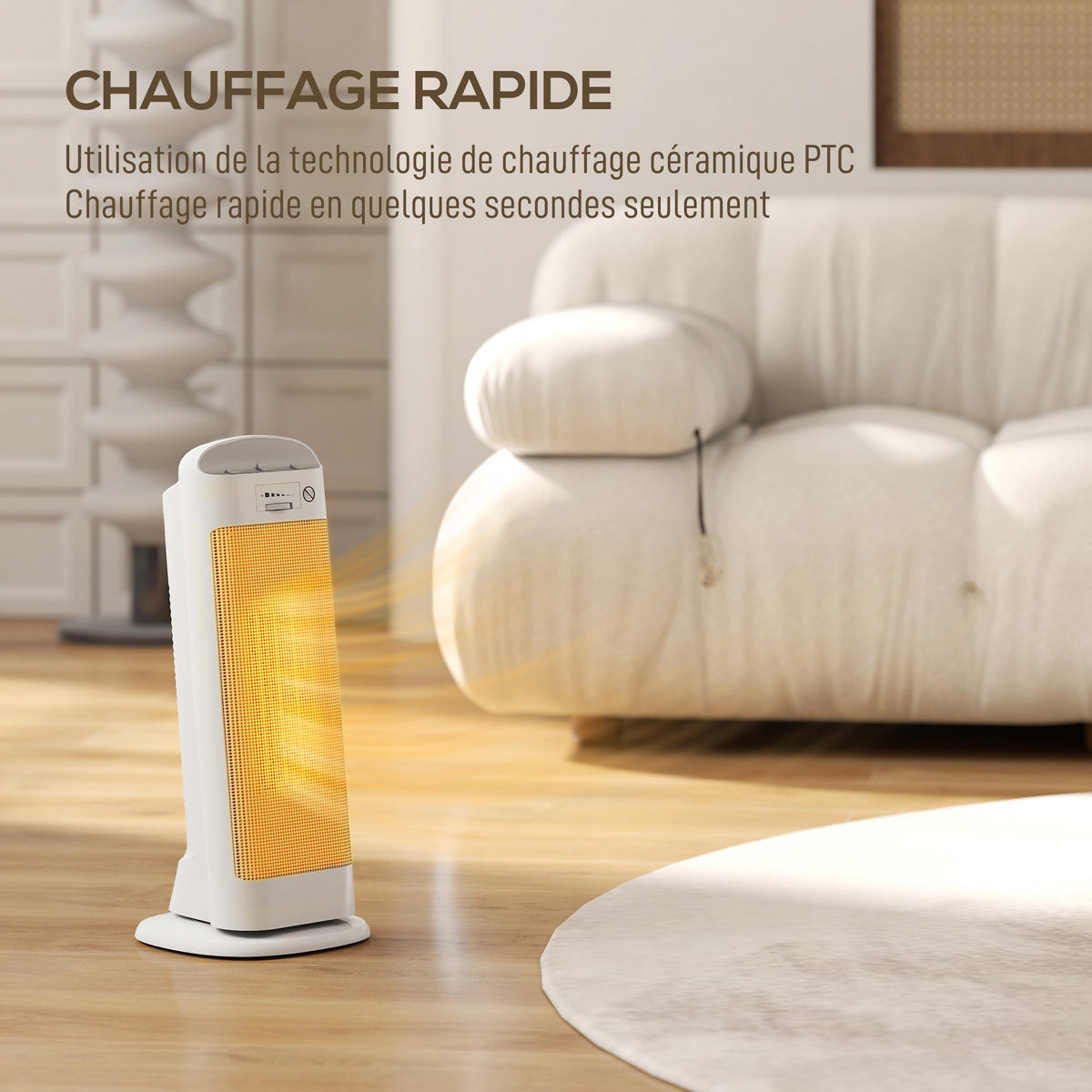 HEIZLÜFTER DE-17059 Keramik PTC 2000 W mit 4 Modi Weiß - Weiß, Kunststoff (20/49/20cm) - ComfortXL