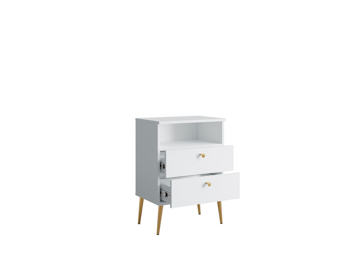 NACHTTISCH Weiß 50/69,5/33,9 - Weiß, Holzwerkstoff (50/70/34cm) - RAUMHIRSCH FURNITURE