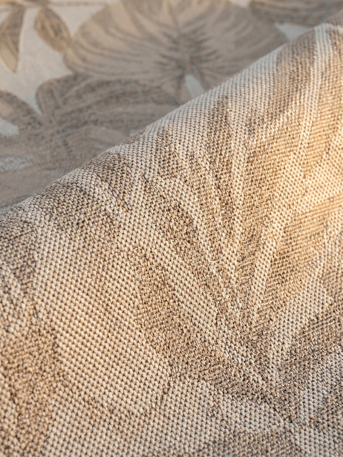 TEPPICH Outdoor VENTOUX in Beige, mit Tropen-Motiv, Ø 120 cm - Beige, Textil (120/120cm) - KADIMA DESIGN