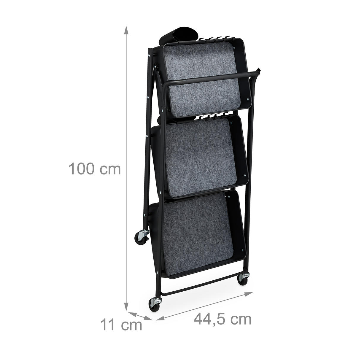 ROLLWAGEN - Schwarz, Kunststoff/Metall (44.5/89/29cm) - Relaxdays