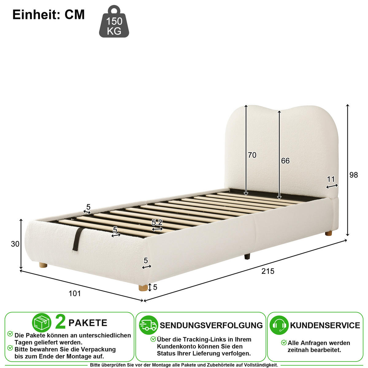 KINDERBETT 90/200 cm in Beige mit Bettkasten - Beige, Holzwerkstoff/Textil (90/200cm) - CHICFURN