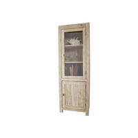 VITRINE Akazie 65x42x190 white stone getüncht NATURE WHITE #53 - Beige, Holz (65/190/42cm) - Massivmoebel24