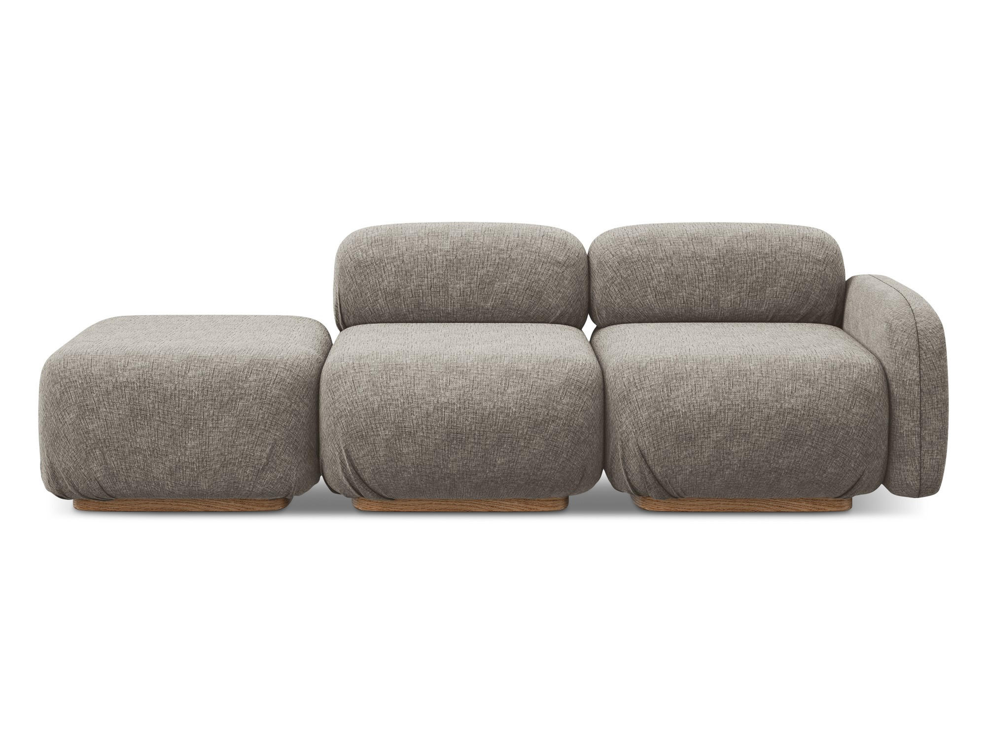 3-SITZER SOFA Links Chenille Stoff Grau - Taupe/Braun, Holz/Textil (258/73/95cm) - Makamii