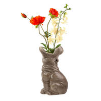 BLUMENVASE Big Hungry Hippos, Dolomit, Grau, 23 x 19 x 42 cm - Grau, Keramik (42cm) - Donkey Products