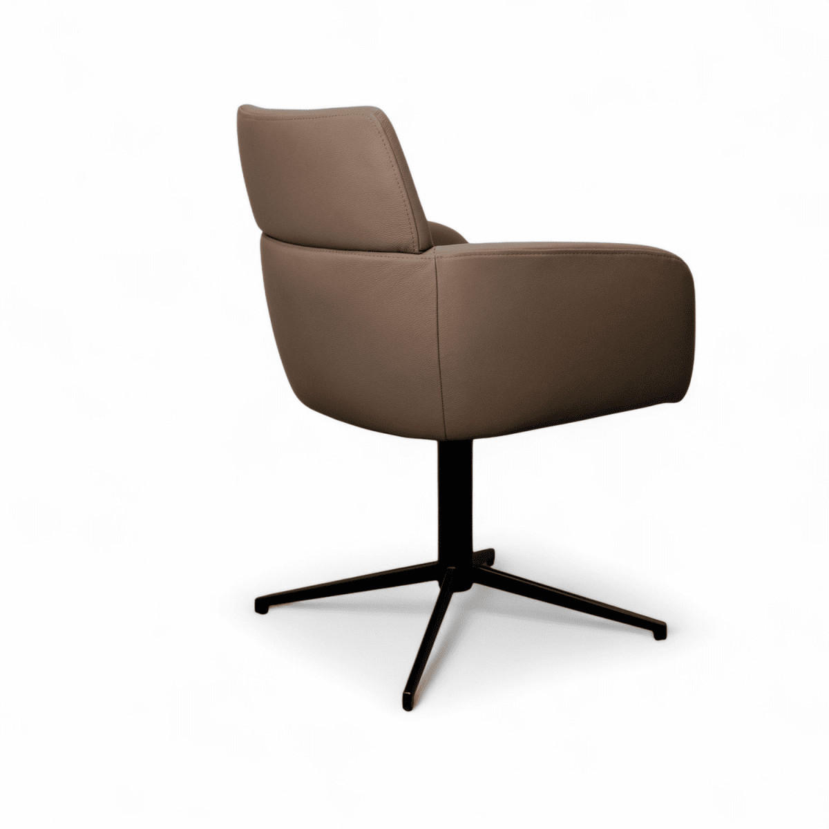 STUHL-SET 2 Stück in Echtleder Taupe - Taupe/Schwarz, Leder/Metall (58/83/58cm) - Furnhouse