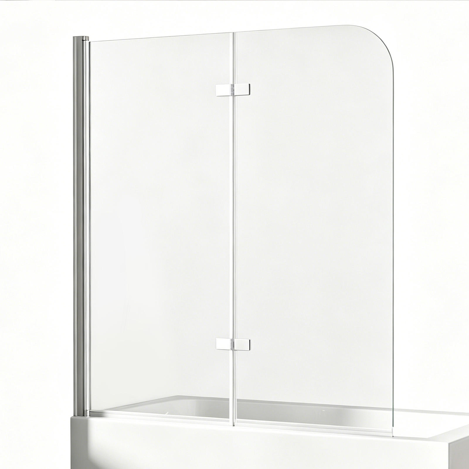BADEWANNENAUFSATZ 120/140 cm Chrom 2-tlg. faltbar 6 mm mit beidseitiger Nano-Beschichtung - Chromfarben, Glas (120/140cm) - S'AFIELINA